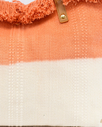Bolso Shopper de Playa  Bicolor – Estilo Boho con Flecos