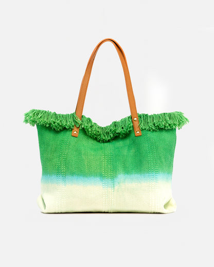 Bolso Shopper de Playa  Bicolor – Estilo Boho con Flecos