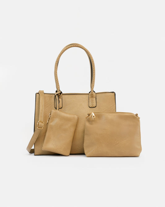 Set de Bolsos 3 en 1 con Diseño Trenzado y Bolsos Adicionales