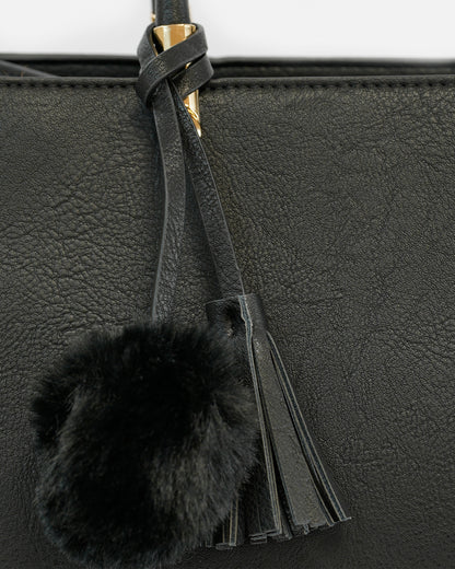 Bolso de Mano Elegante con Detalle de Borla y Pompon