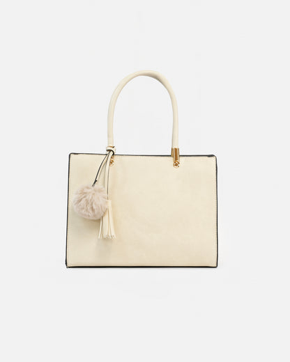 Bolso de Mano Elegante con Detalle de Borla y Pompon
