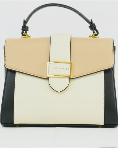Structured Faux Leather Handbag with Top Handle and Adjustable Strap