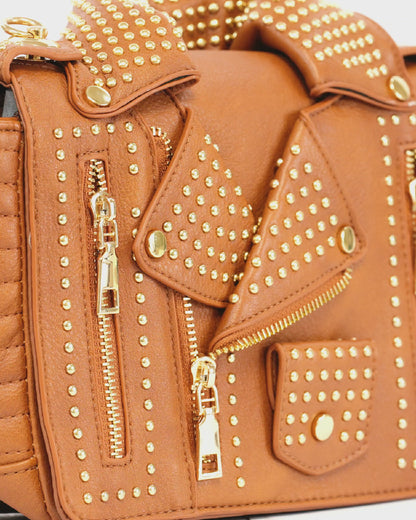 Biker Style Crossbody Bag with Removable Strap
