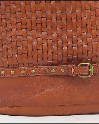 Women's Faux Leather Bucket Bag – Vintage Style Braided Design