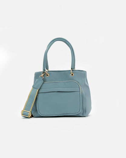 Casual Handbag with Exterior Pocket and Adjustable Strap
