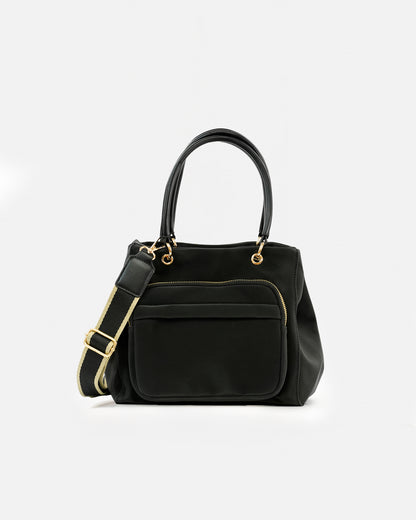 Casual Handbag with Exterior Pocket and Adjustable Strap
