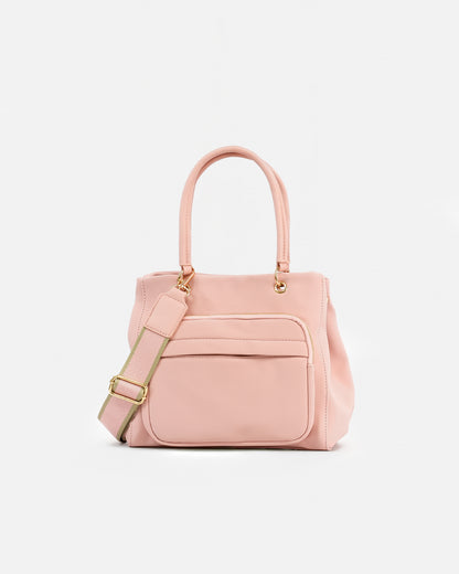 Casual Handbag with Exterior Pocket and Adjustable Strap