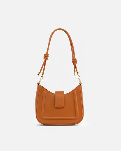 Elegant Shoulder Bag with Knotted Handle and Magnetic Closure