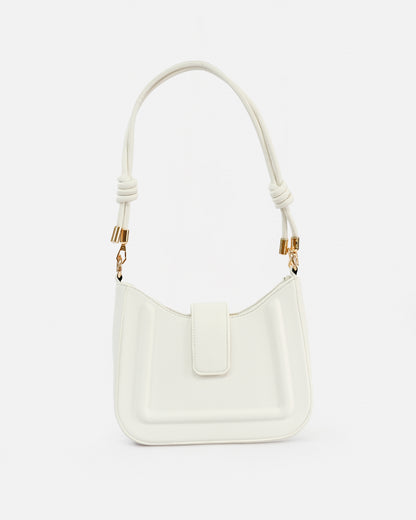 Elegant Shoulder Bag with Knotted Handle and Magnetic Closure