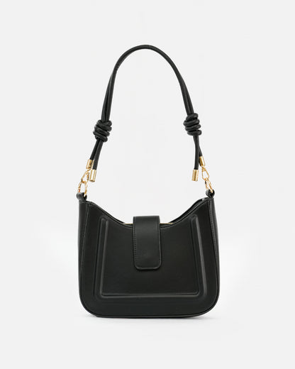 Elegant Shoulder Bag with Knotted Handle and Magnetic Closure